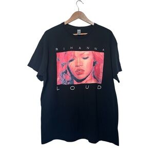 Gildan Black Tee with Pink and Red Graphic